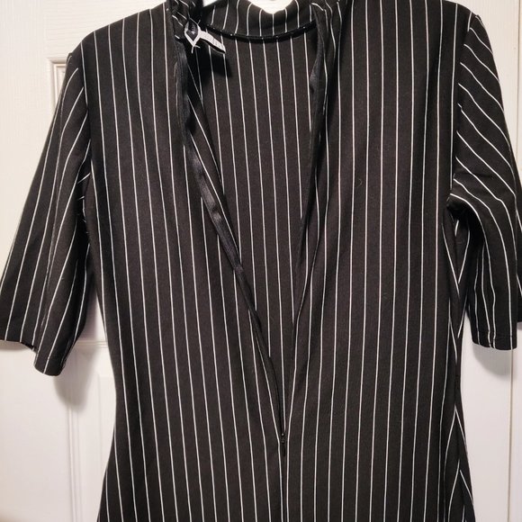 Another Story form fitting dress, size Small,  black with pin stripes - Picture 3 of 5
